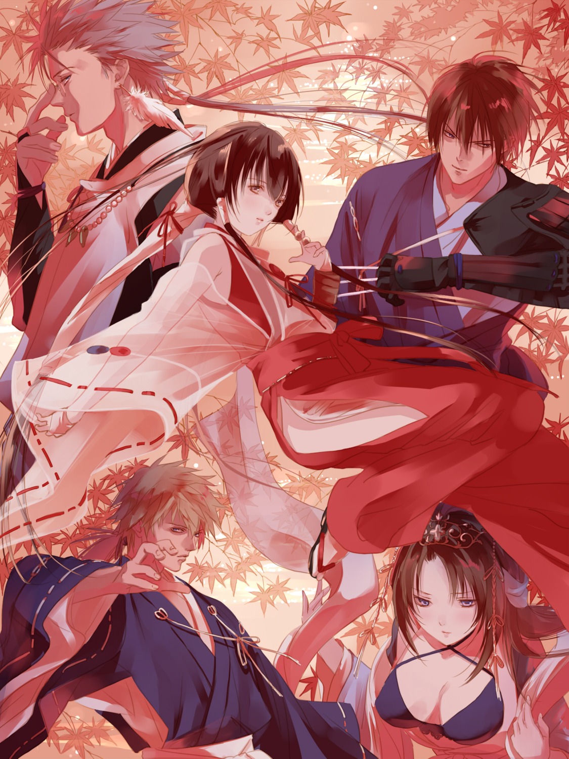 cleavage, fuuchouin_kazuki, get_backers, japanese_clothes, kakei_juubei, kakei_sakura, miko, papillon10