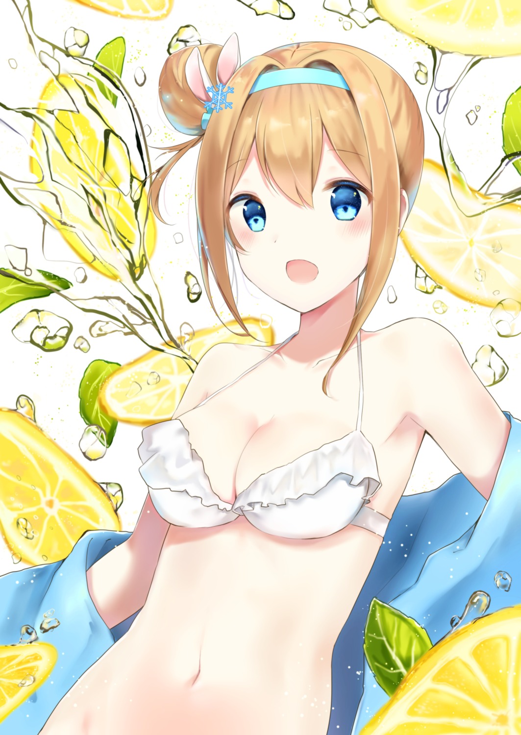 bikini_top, cleavage, girls_frontline, open_shirt, shiarisu, suomi_kp31_(girls_frontline), swimsuits