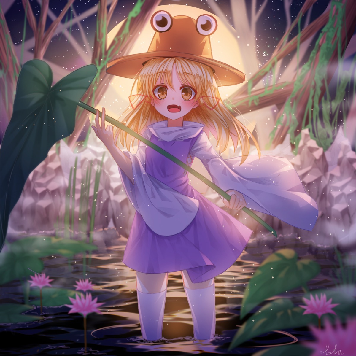 dress, lota, moriya_suwako, thighhighs, touhou, wet