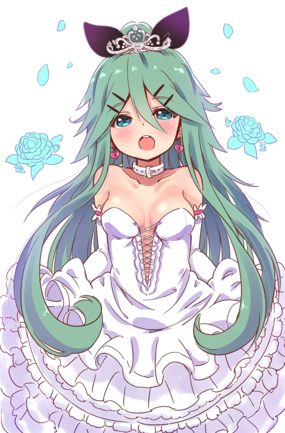 cleavage, dress, kantai_collection, no_bra, suzuki_toto, wedding_dress, yamakaze_(kancolle)