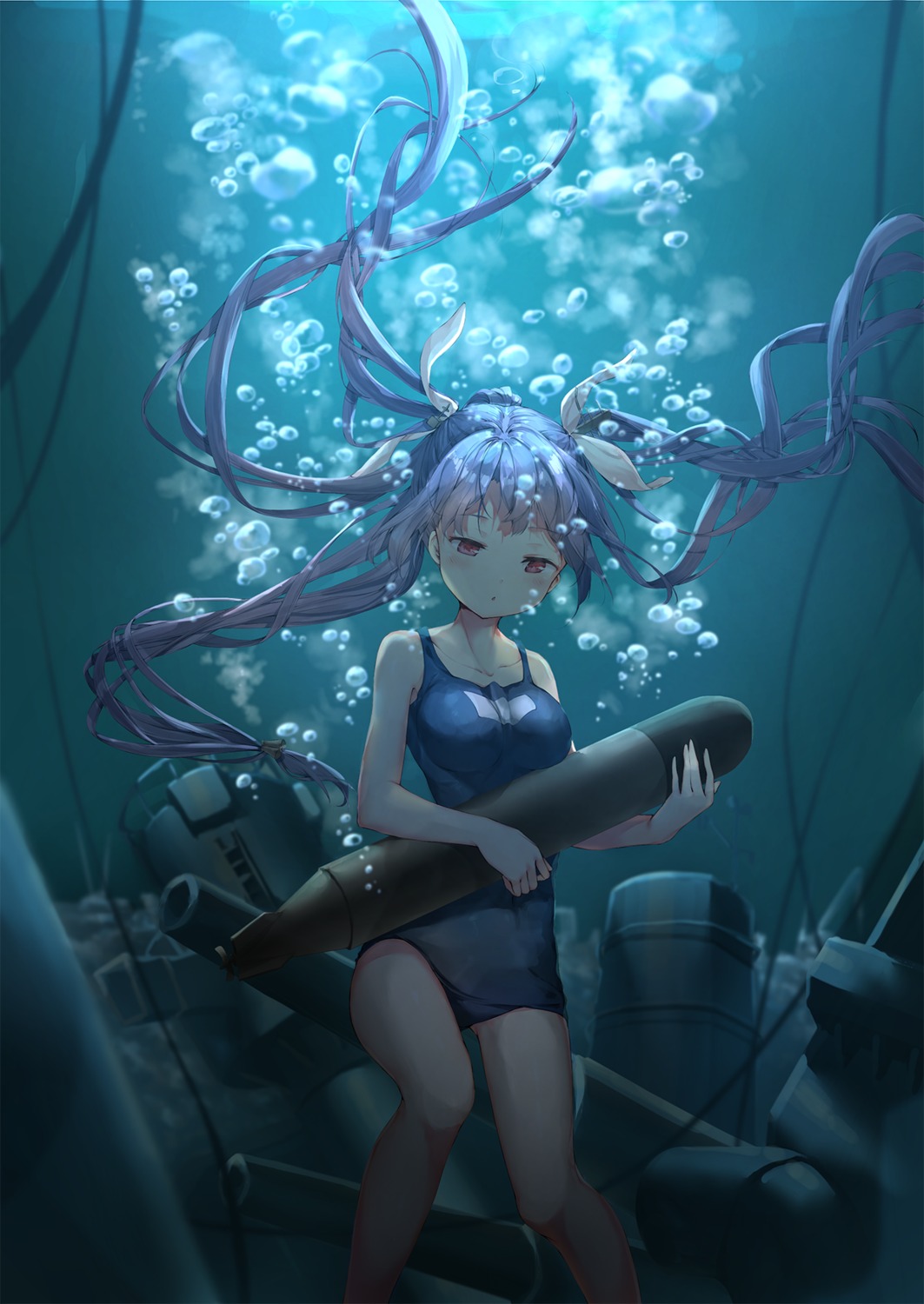 daitai_sotogawa_(futomomo), i-19_(kancolle), kantai_collection, school_swimsuit, swimsuits