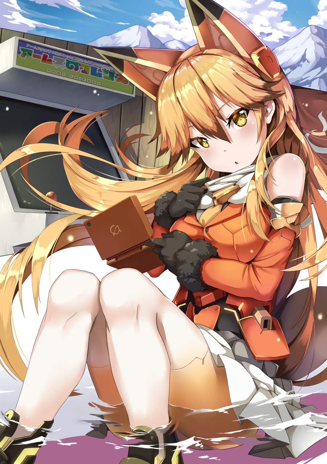animal_ears, ezo_red_fox, jie_laite, kemono_friends, pantyhose, tail, thighhighs, wet