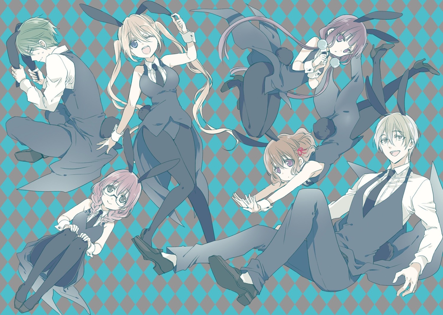 akizuki_kouyou, amano_miu, animal_ears, blend_s, bunny_ears, bunny_girl, dino_(blend_s), heels
