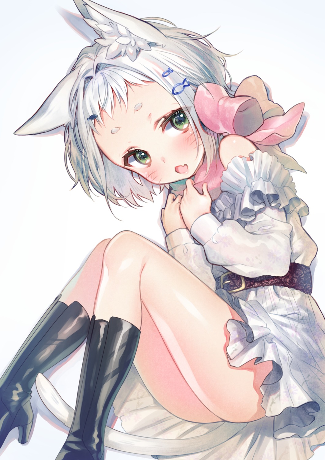 animal_ears, dress, heels, nekomimi, shirakosei, tail
