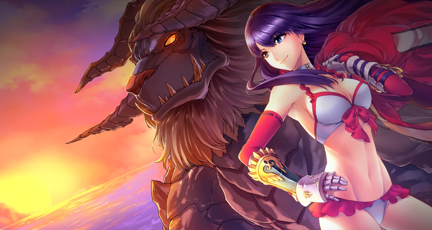 armor, bikini, cleavage, darkrei, fate/grand_order, monster, saint_martha, swimsuits
