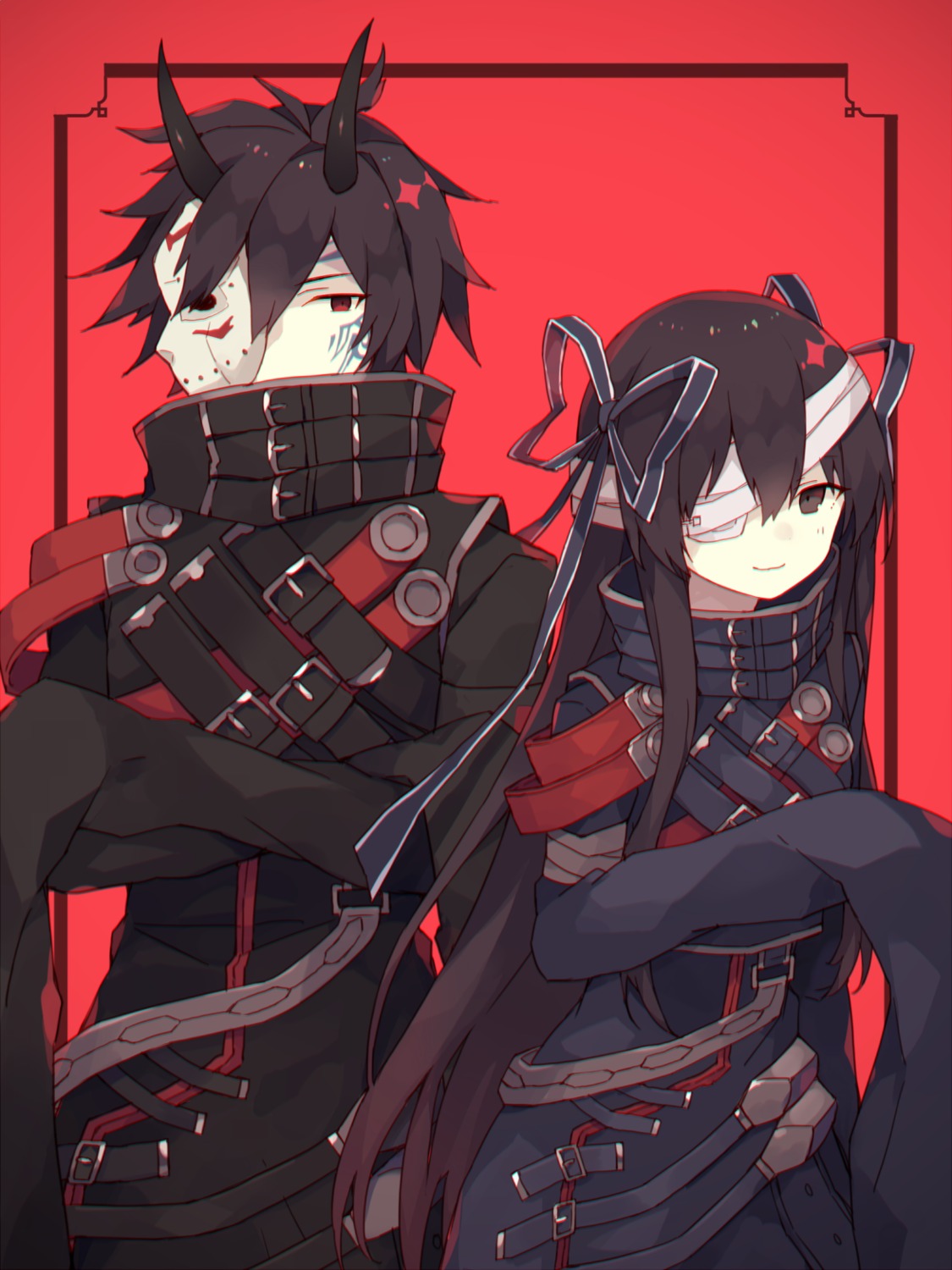 bandages, eyepatch, hatoichi_reno, horns, phantasy_star_online_2, tattoo