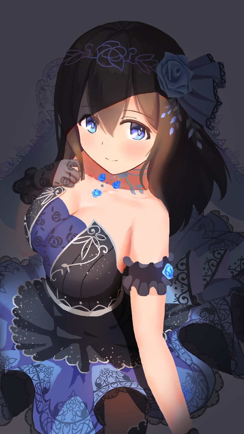 cleavage, dress, juu_p, pantyhose, sagisawa_fumika, the_idolm@ster, the_idolm@ster_cinderella_girls