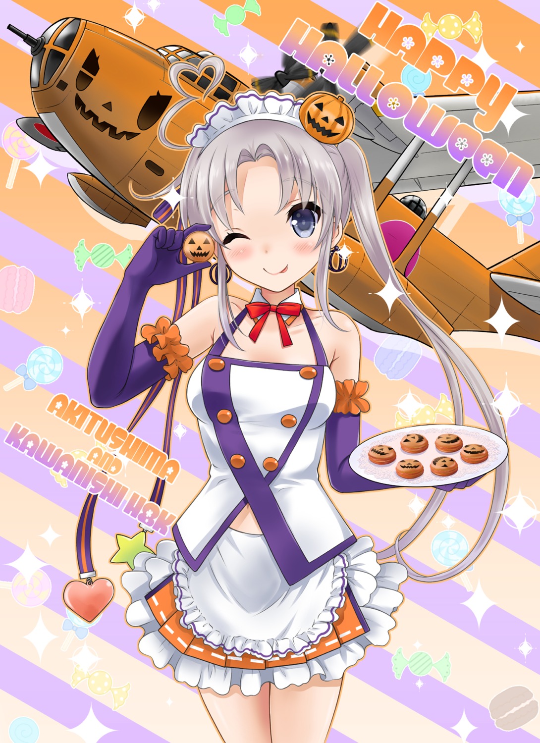 akitsushima_(kancolle), halloween, kantai_collection, maid, neko_danshaku