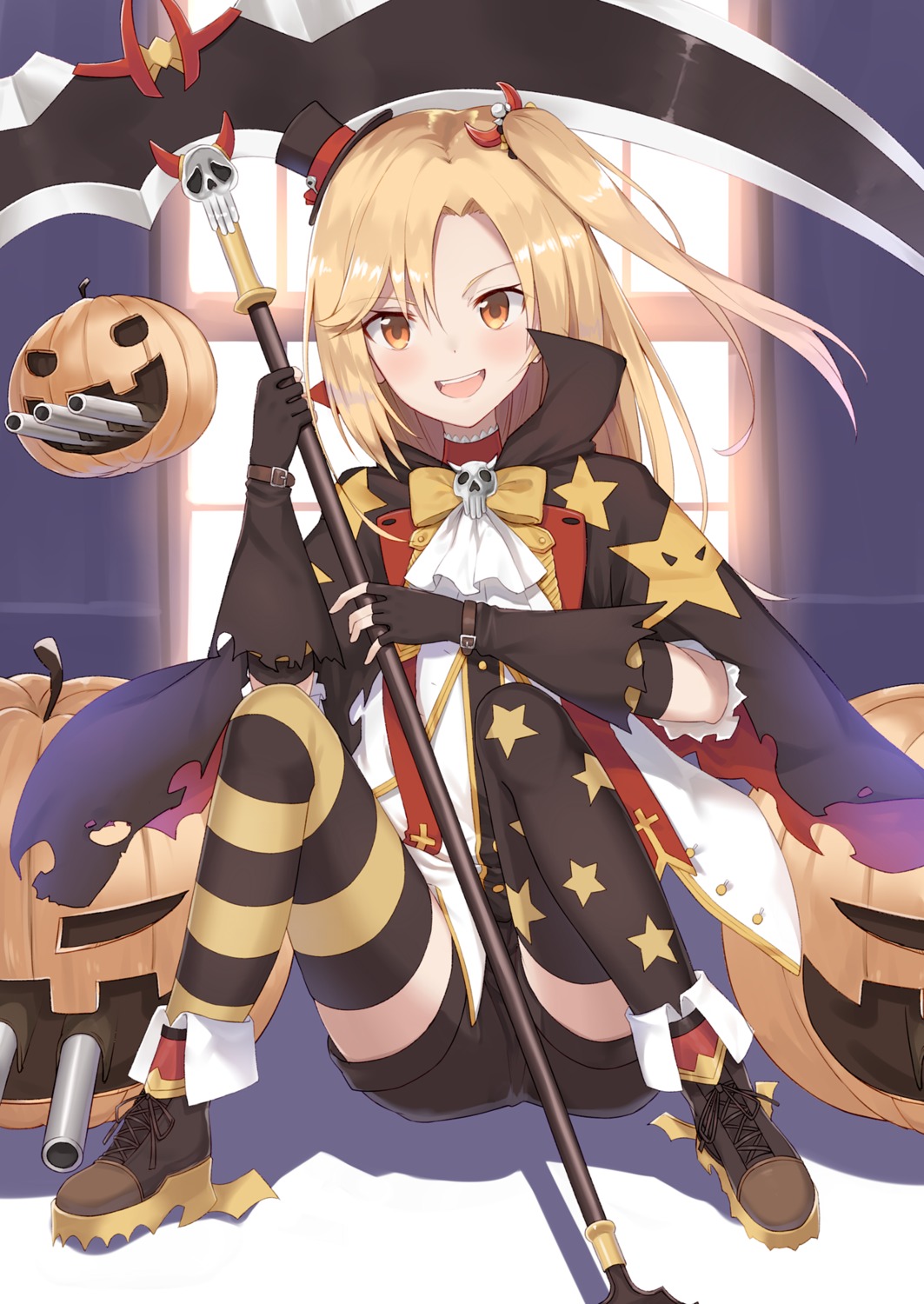 azur_lane, cleveland_(azur_lane), halloween, thighhighs, weapon, yukarite