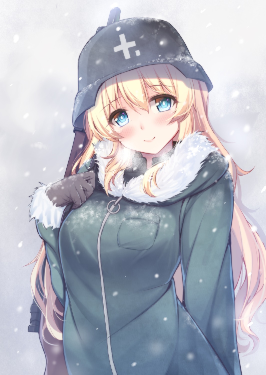 gun, qunqing, shoujo_shuumatsu_ryokou, uniform, yuri_(shoujo_shuumatsu_ryokou)