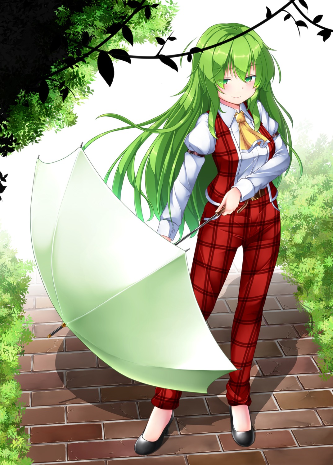 aka_tawashi, heels, kazami_yuuka, touhou, umbrella