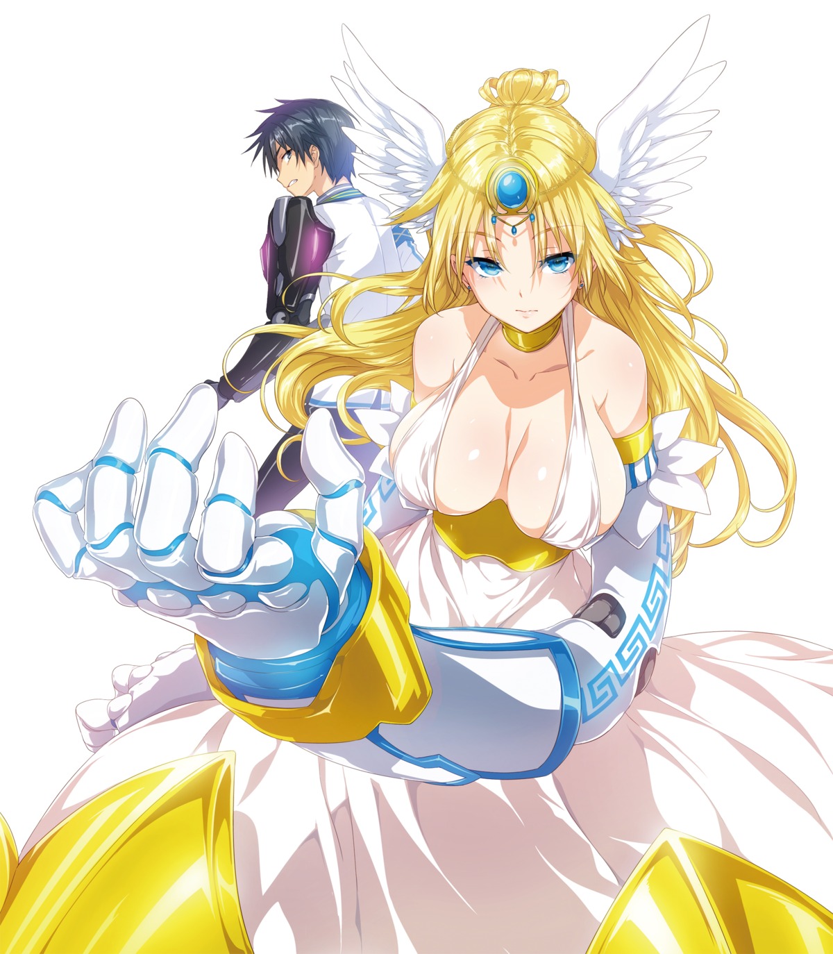 cleavage, dress, hida_kizuna, hisasi, masou_gakuen_hxh, mecha_musume, no_bra, wings