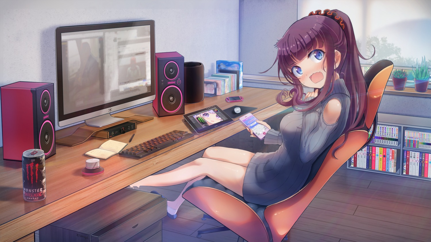 nasuno_chiyo, new_game!, takimoto_hifumi, wallpaper
