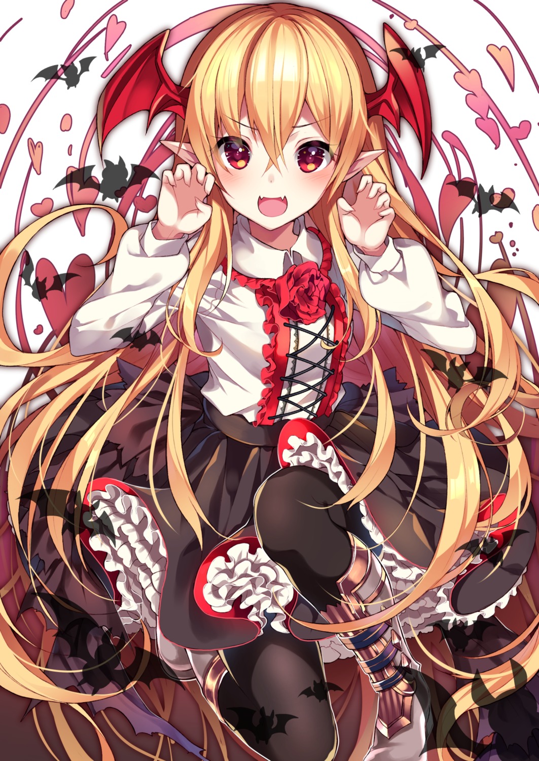 granblue_fantasy, homadelic, pantyhose, pointy_ears, shingeki_no_bahamut, vampy_(shingeki_no_bahamut), wings