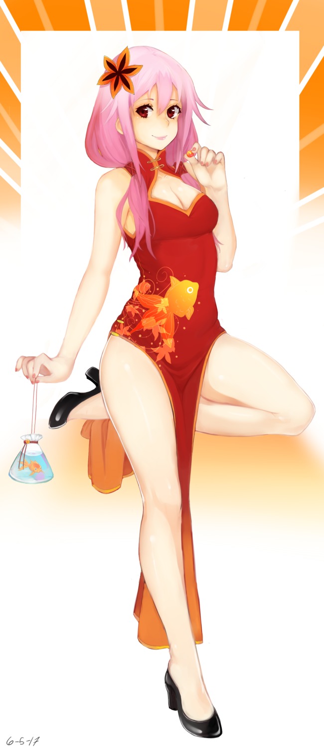chinadress, cleavage, guilty_crown, heels, otxoa60, yuzuriha_inori