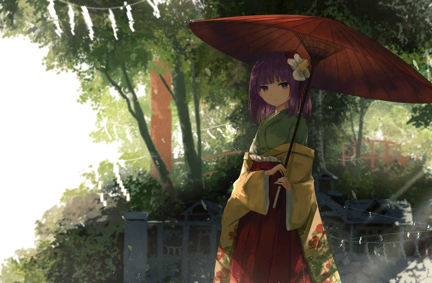 hieda_no_akyuu, japanese_clothes, thkani, touhou, umbrella