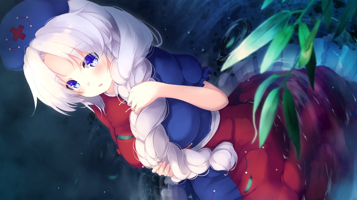 gengetsu_chihiro, touhou, wallpaper, wet, wet_clothes, yagokoro_eirin