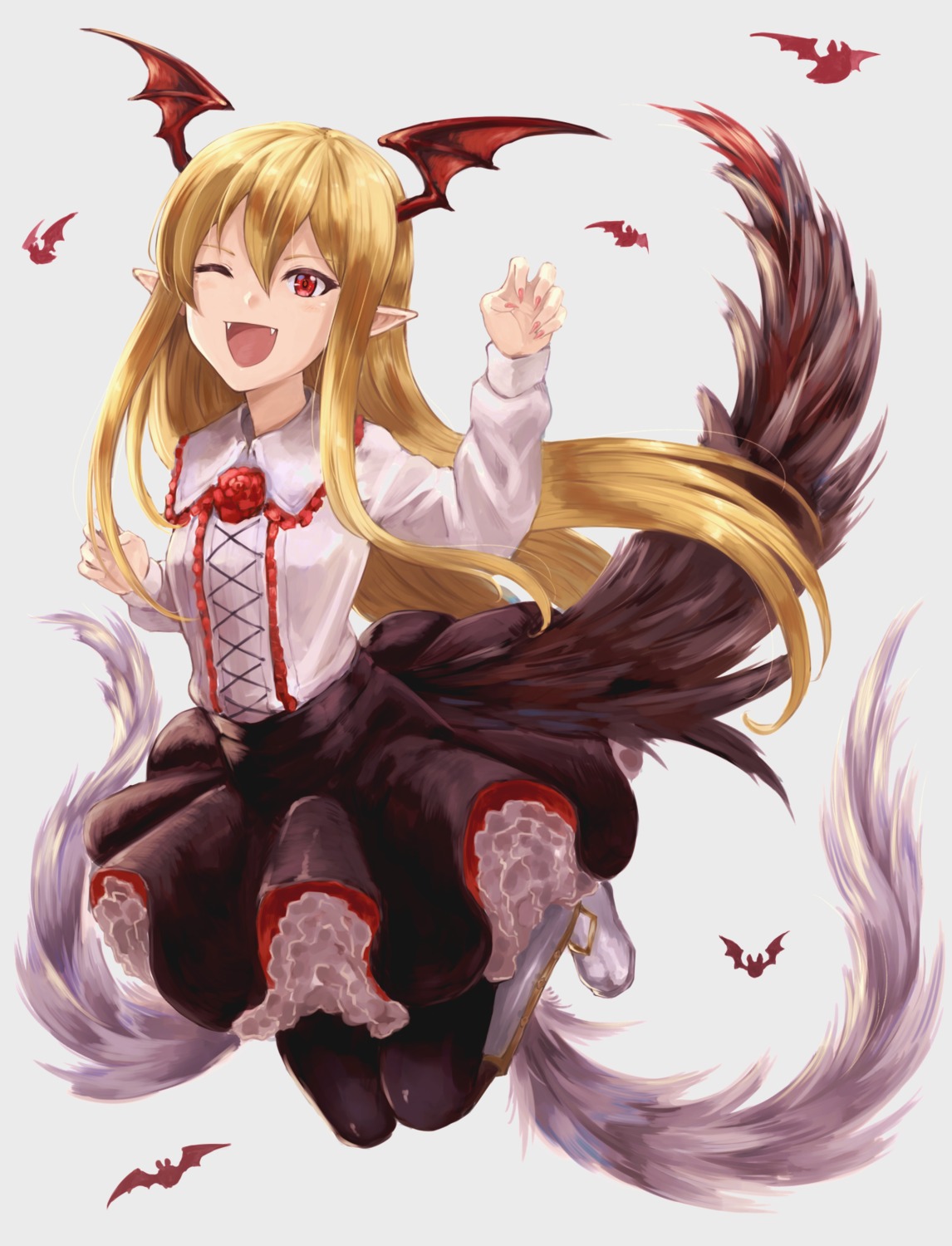 chokuro, granblue_fantasy, pantyhose, pointy_ears, shingeki_no_bahamut, tail, vampy_(shingeki_no_bahamut), wings