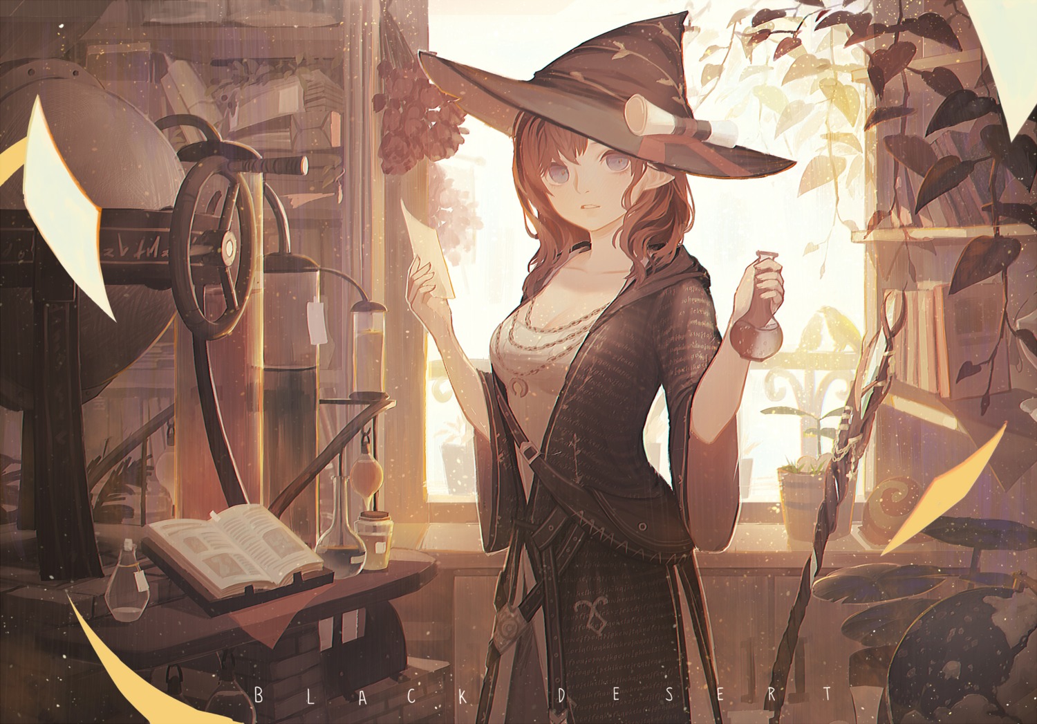cleavage, echosdoodle, pointy_ears, witch