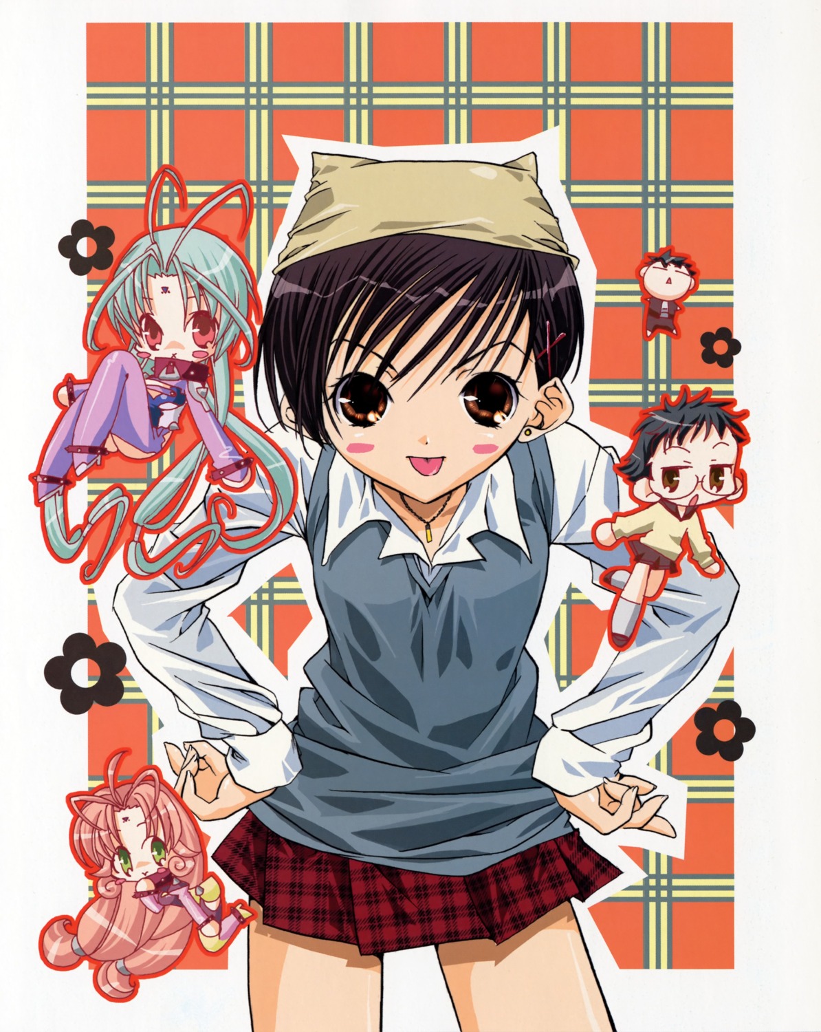bodysuit, chibi, dears, heels, ikuhara_natsuki, ikuhara_takeya, izumi_neneko, megane, miu, peach-pit, ren_(dears), seifuku, sweater