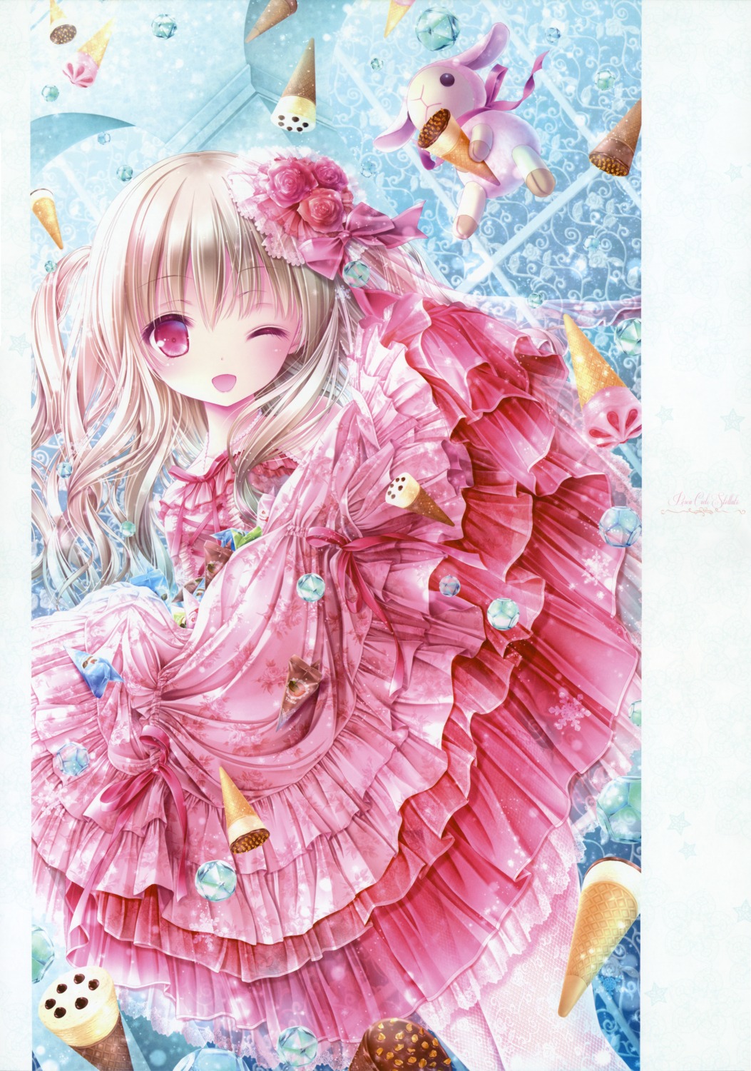 dress, fishnets, lolita_fashion, pantsu, pantyhose, rosa_(tinkle), see_through, tinkle