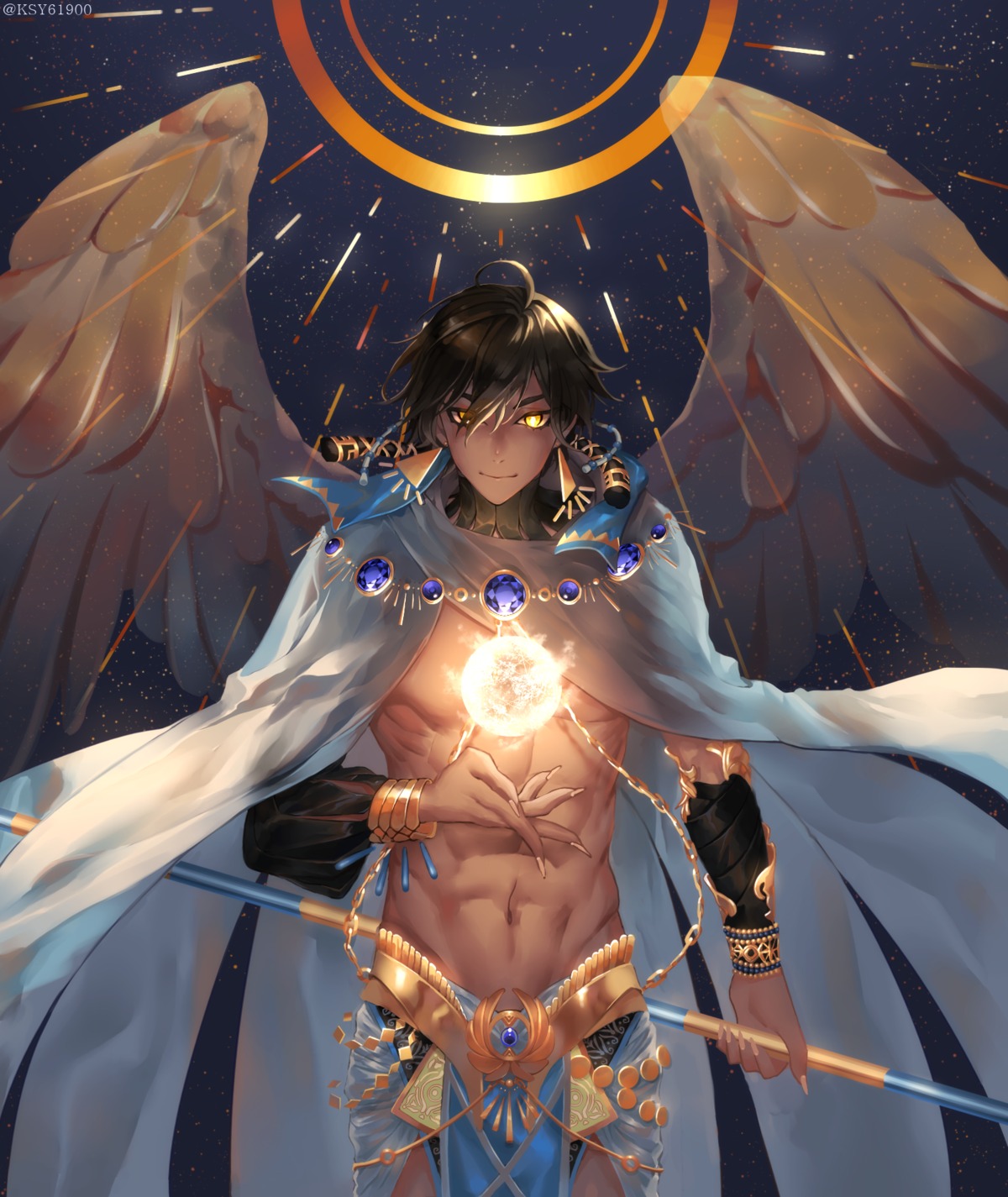 fate/grand_order, fate/prototype:_fragments_of_blue_and_silver, male, puff, rider_(fate/prototype_fragments), wings