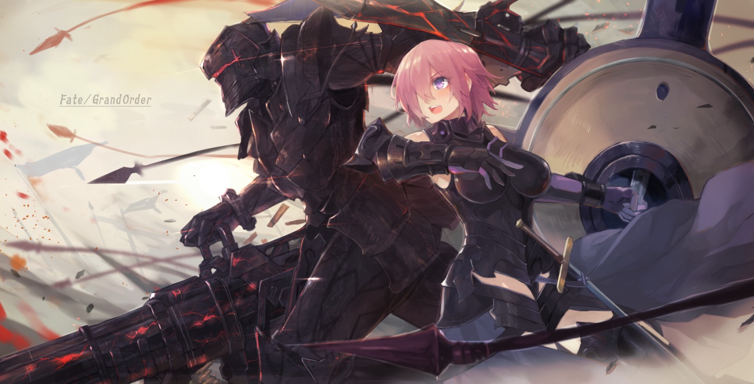 armor, fate/grand_order, lancelot_(fate), mash_kyrielight, mono_(jdaj), sword, thighhighs, weapon