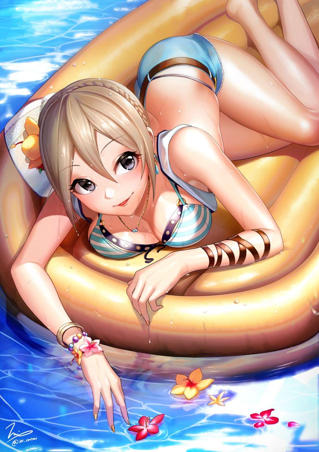 bikini, cleavage, jai_(whany1998), open_shirt, shiomi_shuuko, swimsuits, the_idolm@ster, the_idolm@ster_cinderella_girls