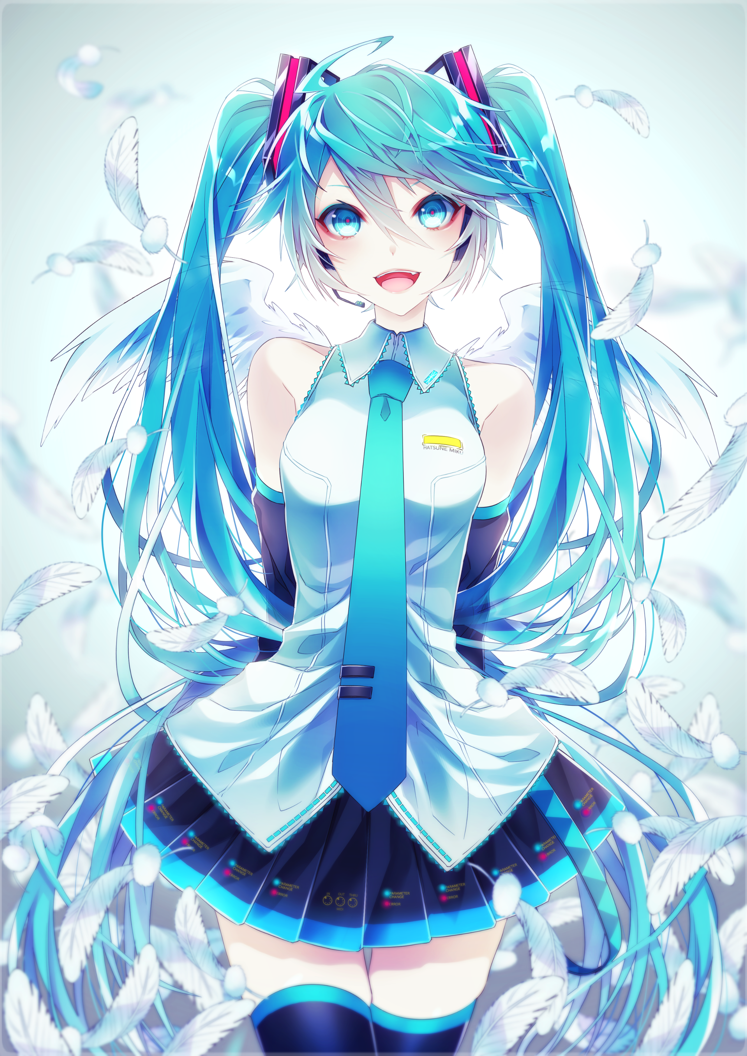 1055, hatsune_miku, headphones, thighhighs, vocaloid