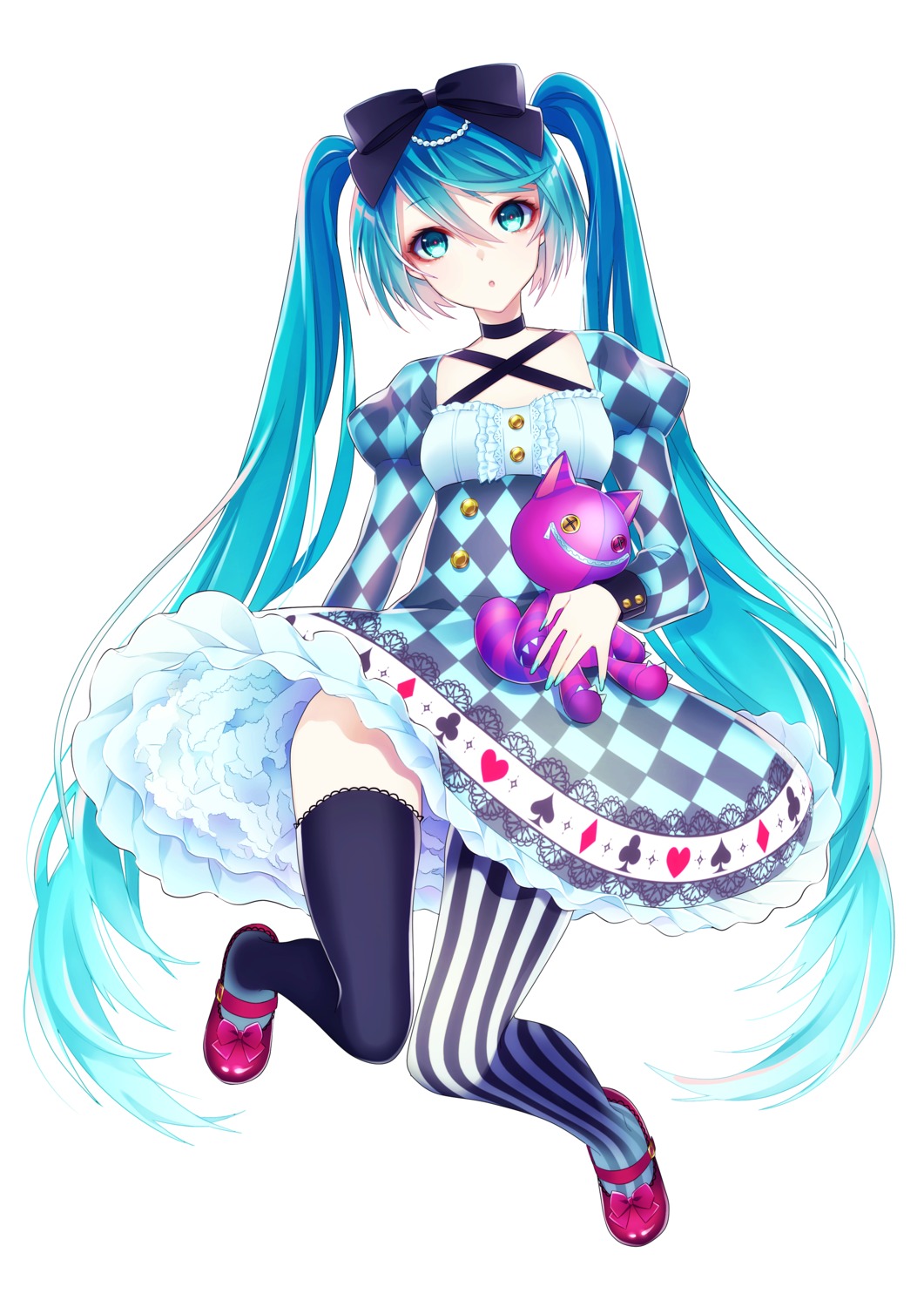 1055, dress, hatsune_miku, thighhighs, vocaloid