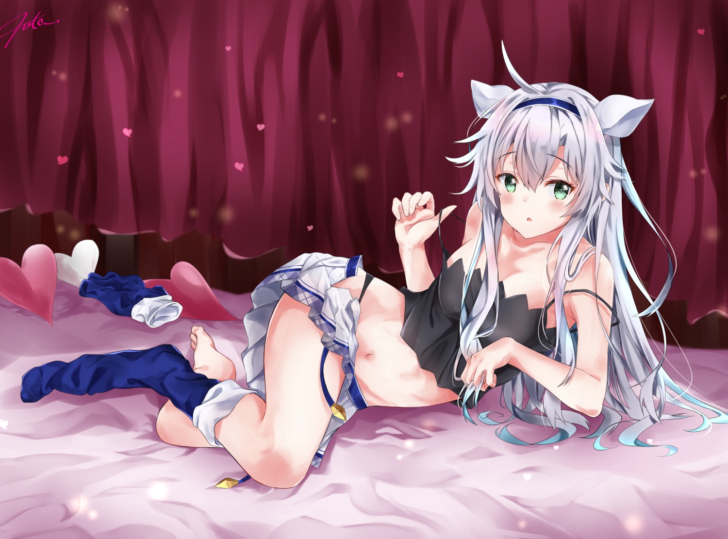 akgotch, cleavage, pantsu, rokudenashi_majutsu_koushi_to_akashic_record, seifuku, sistina_fibel, thighhighs, undressing