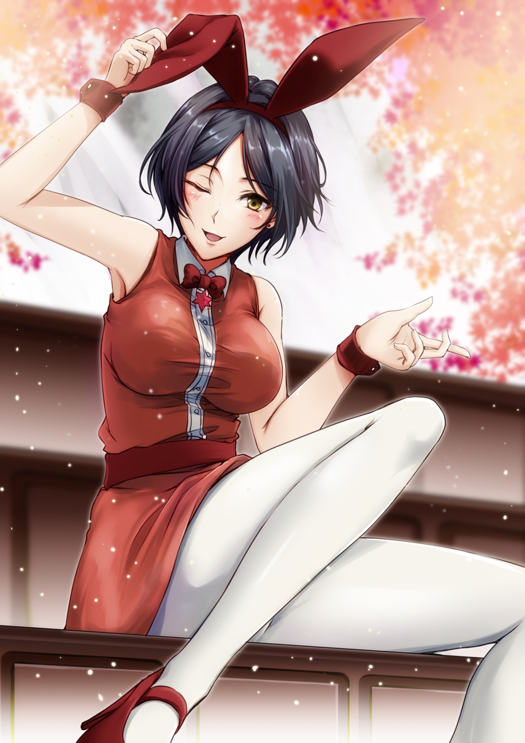 animal_ears, bunny_ears, dress, hagane_soushi, hayami_kanade, heels, pantyhose, the_idolm@ster, the_idolm@ster_cinderella_girls