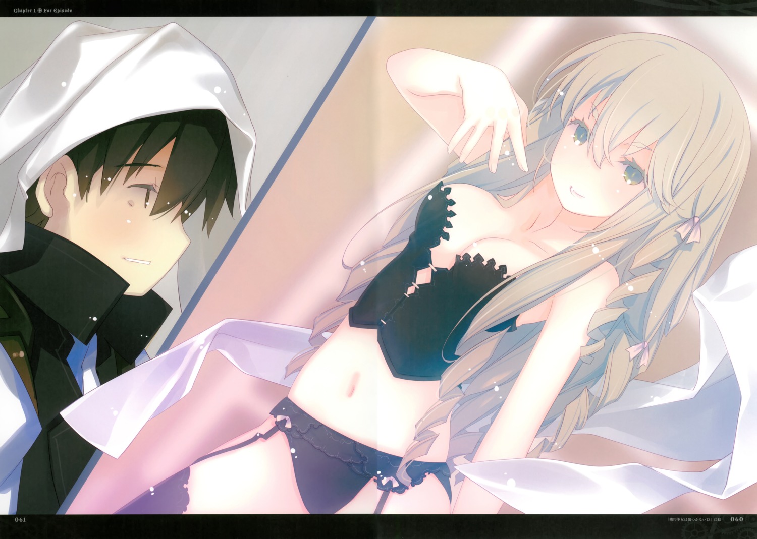 akabane_raishin, corset, garter_belt, machine-doll_wa_kizutsukanai, no_bra, pantsu, ruroo, sonechka_snitkina