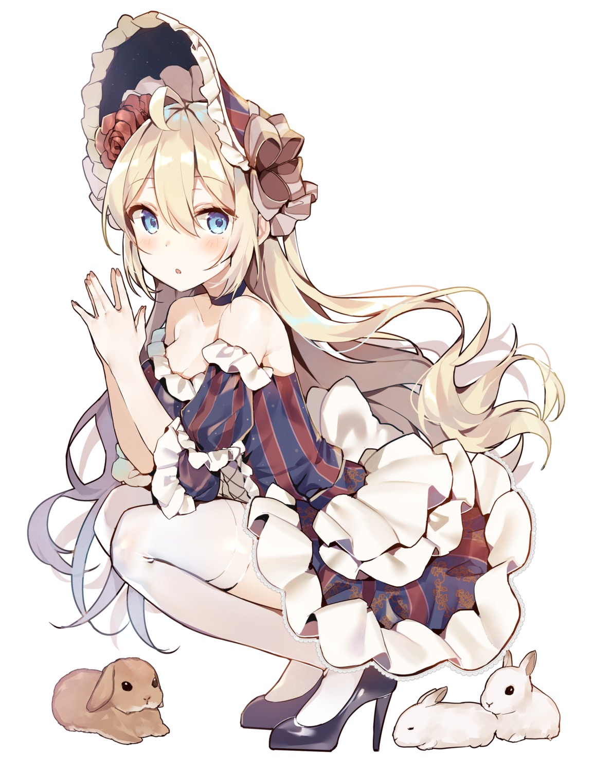 cleavage, dress, heels, kurutsu, thighhighs