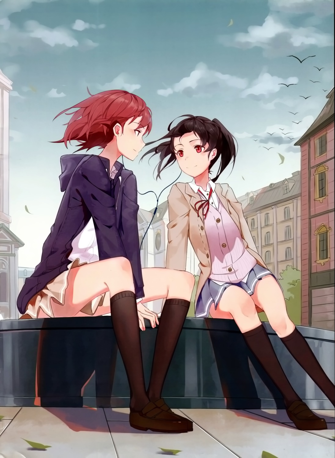 huanxiang_heitu, love_live!, love_live!_(series), nishikino_maki, seifuku, sweater, yazawa_nico