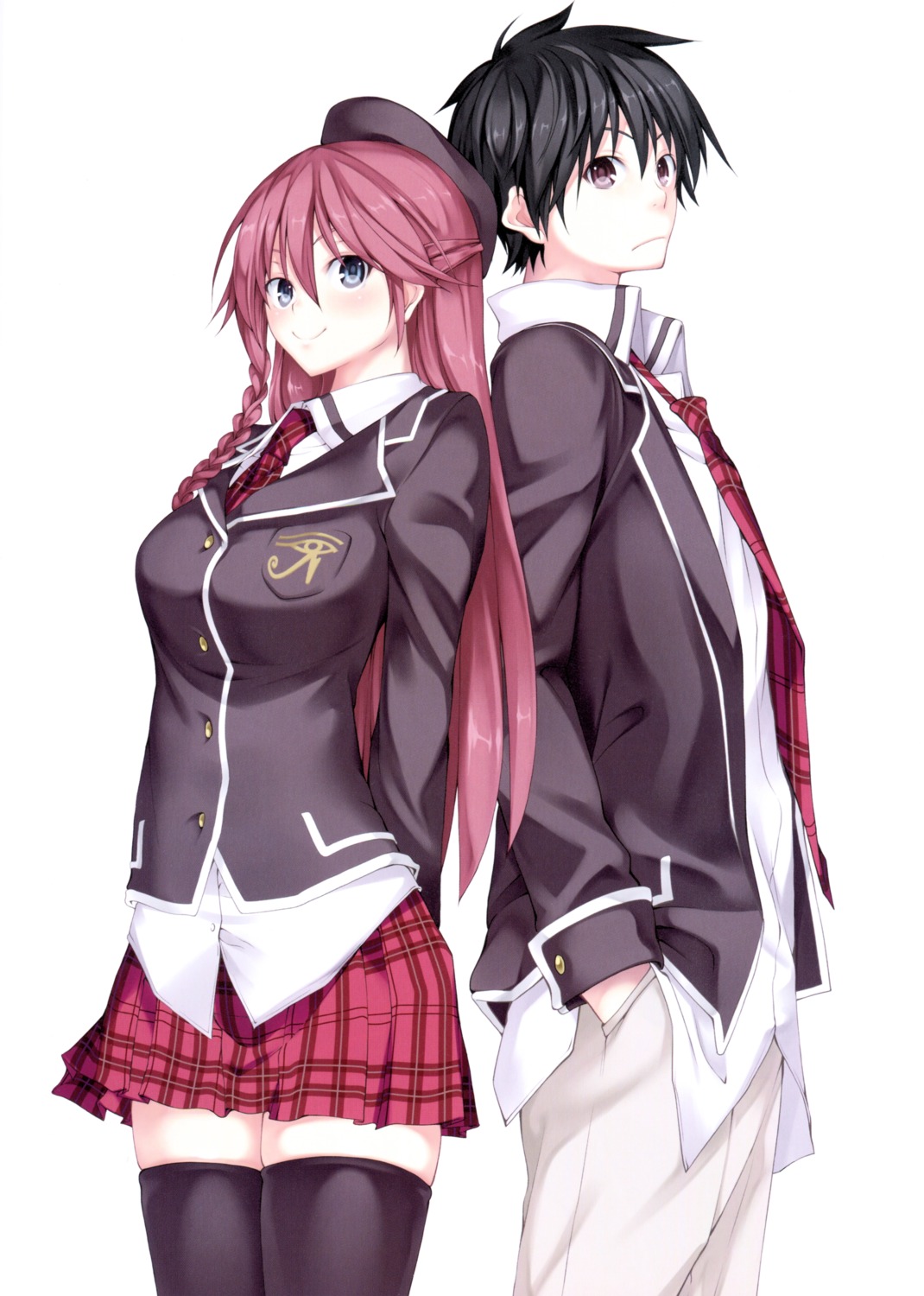 asami_lilith, kasuga_arata, nao_akinari, screening, seifuku, thighhighs, trinity_seven