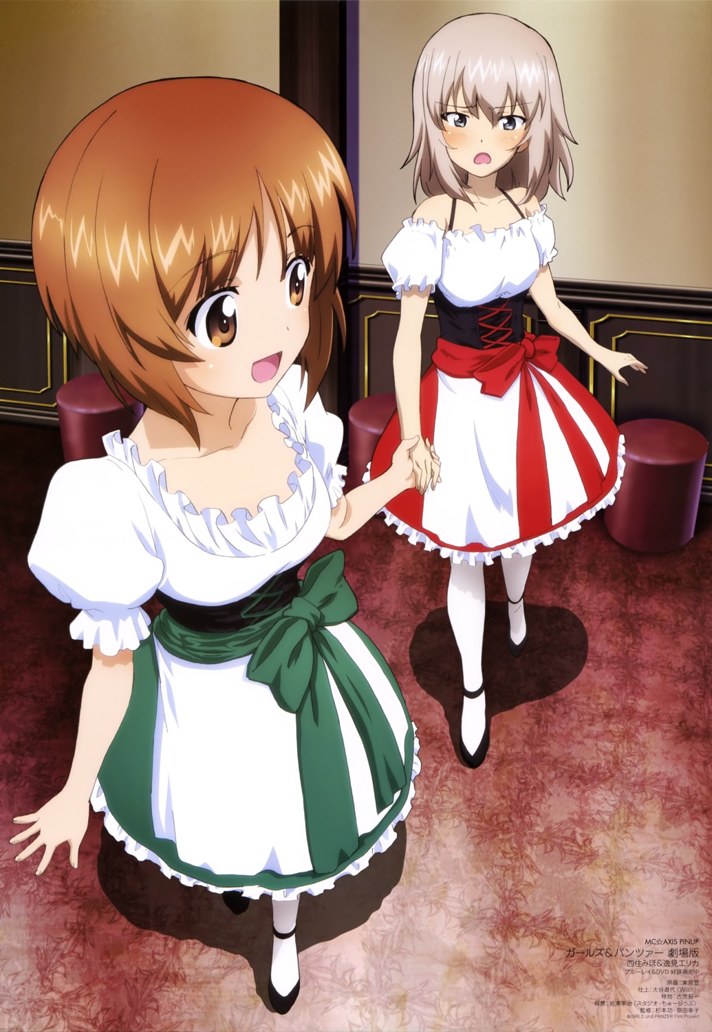 girls_und_panzer, itsumi_erika, jitsuhara_noboru, nishizumi_miho, waitress