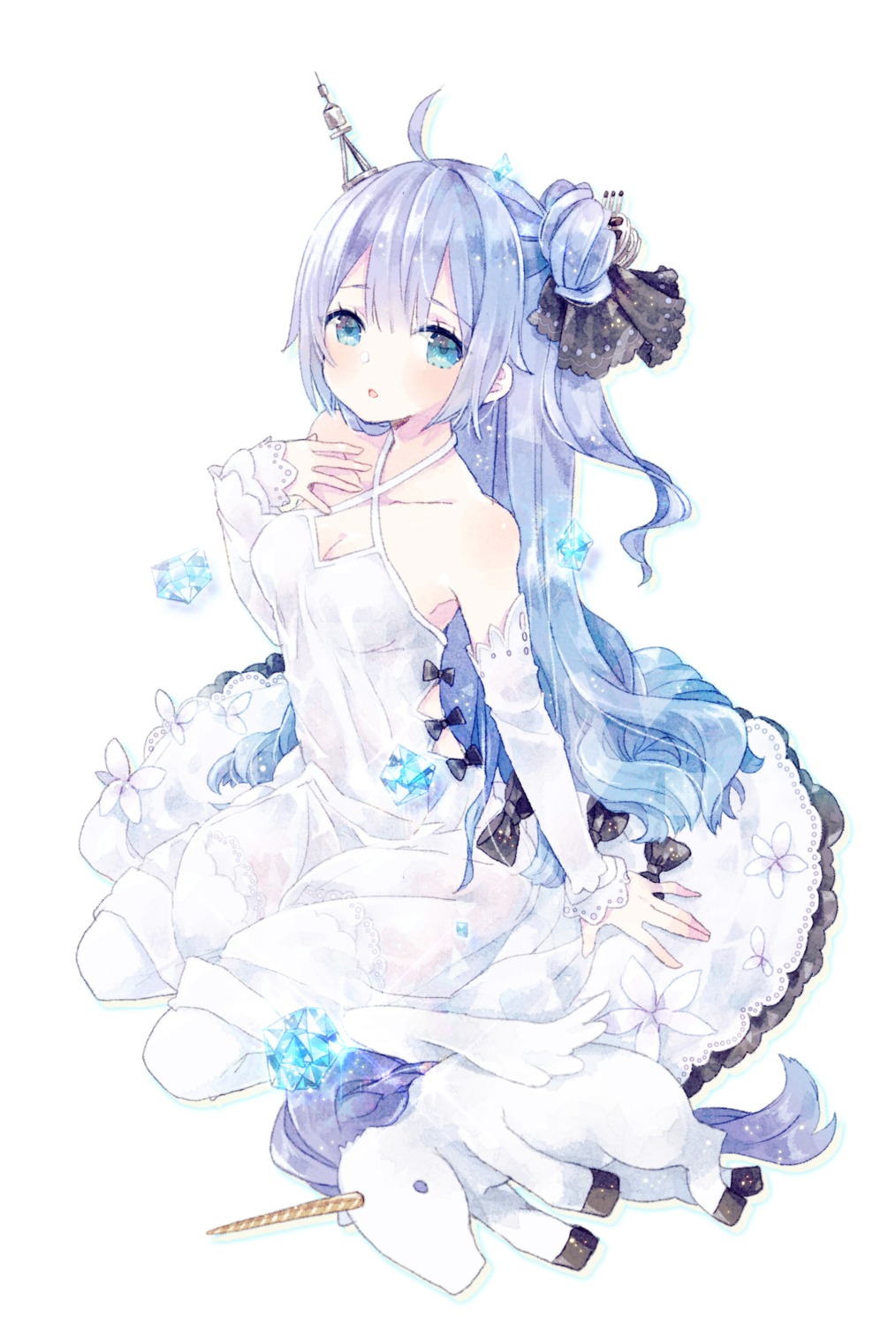 azur_lane, cleavage, dress, kikka_(kicca_choco), see_through, thighhighs, unicorn_(azur_lane)