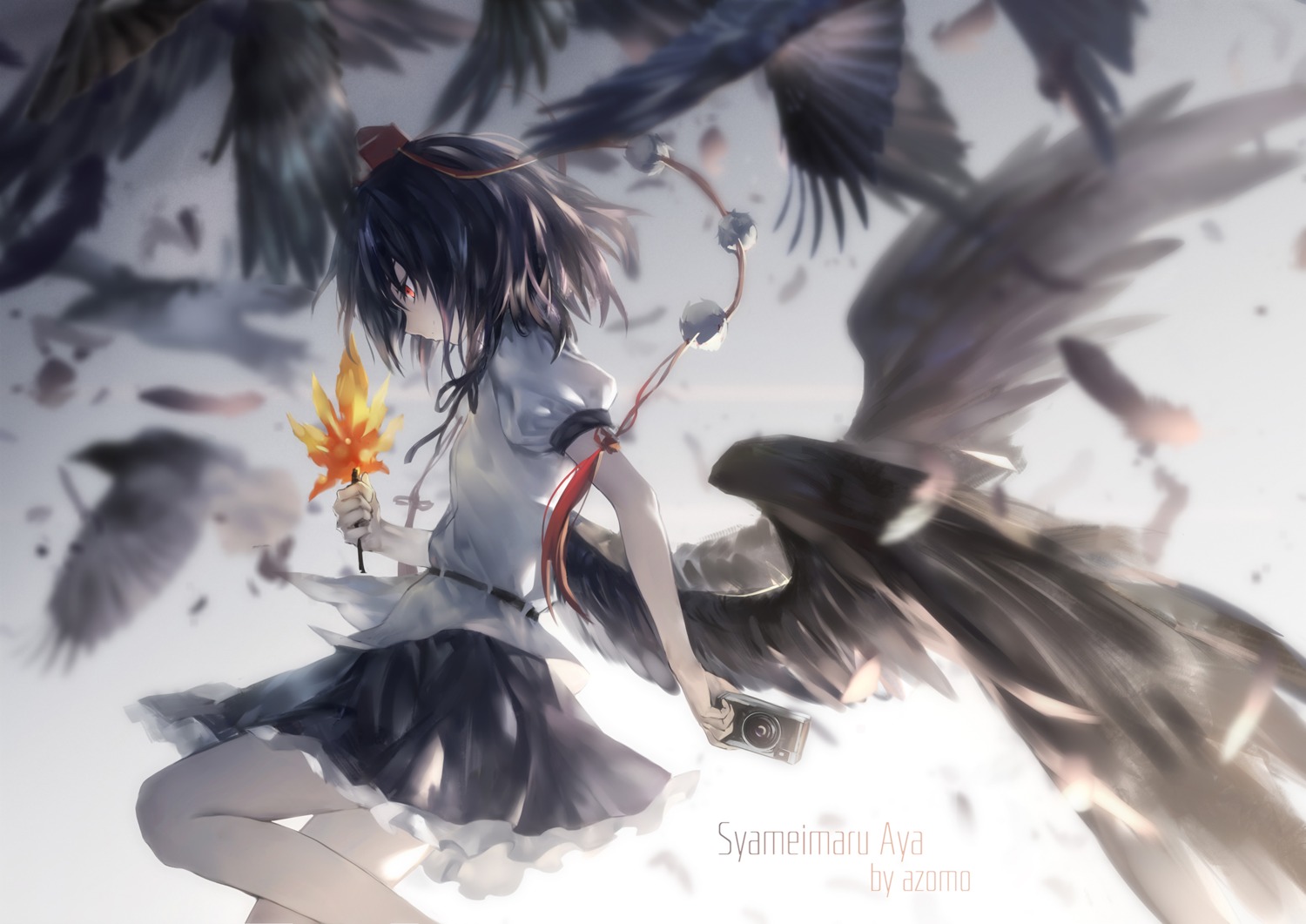azomo, shameimaru_aya, touhou, wings