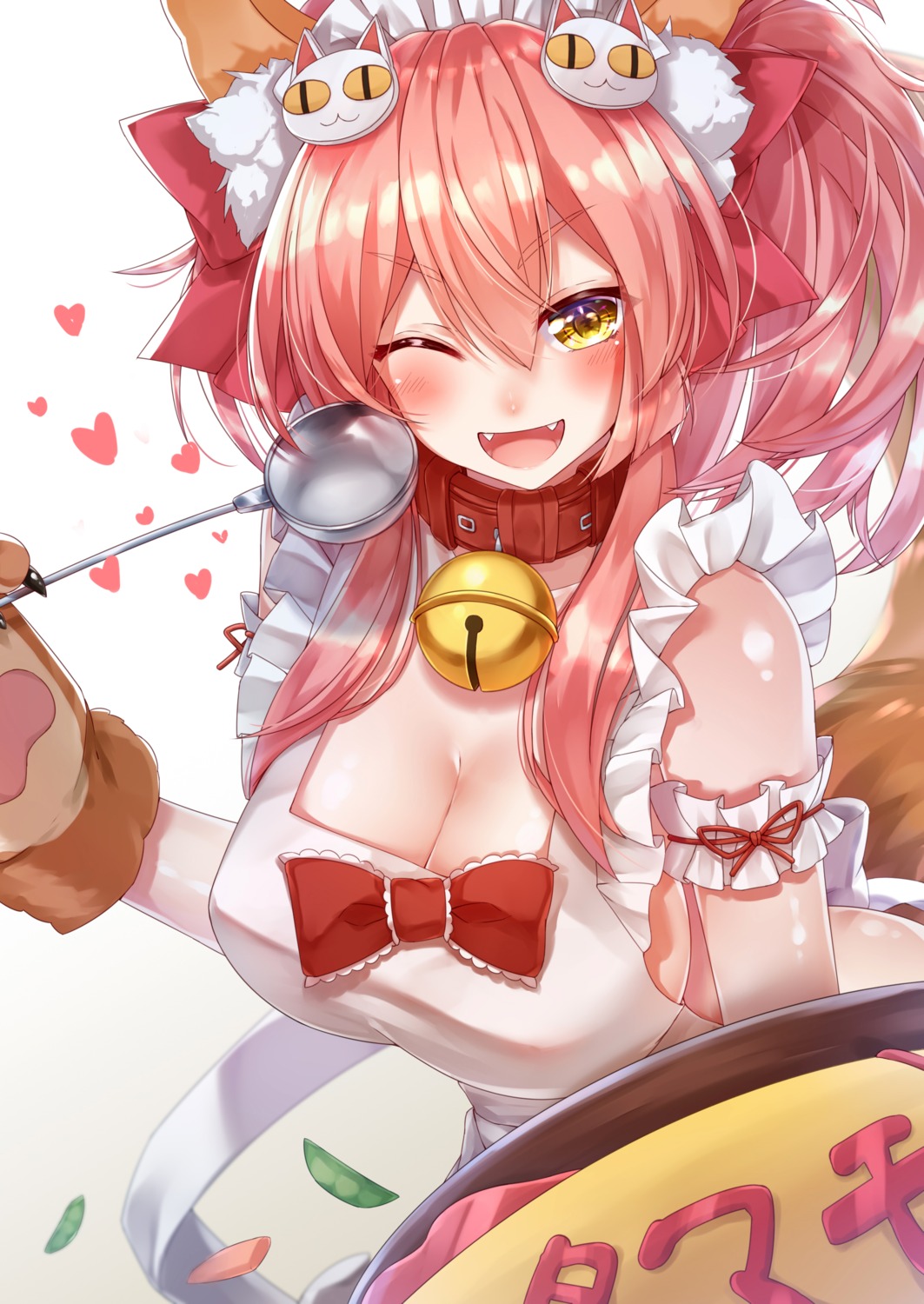 animal_ears, cleavage, fate/grand_order, kitsune, naked_apron, sll, tail, tamamo_cat