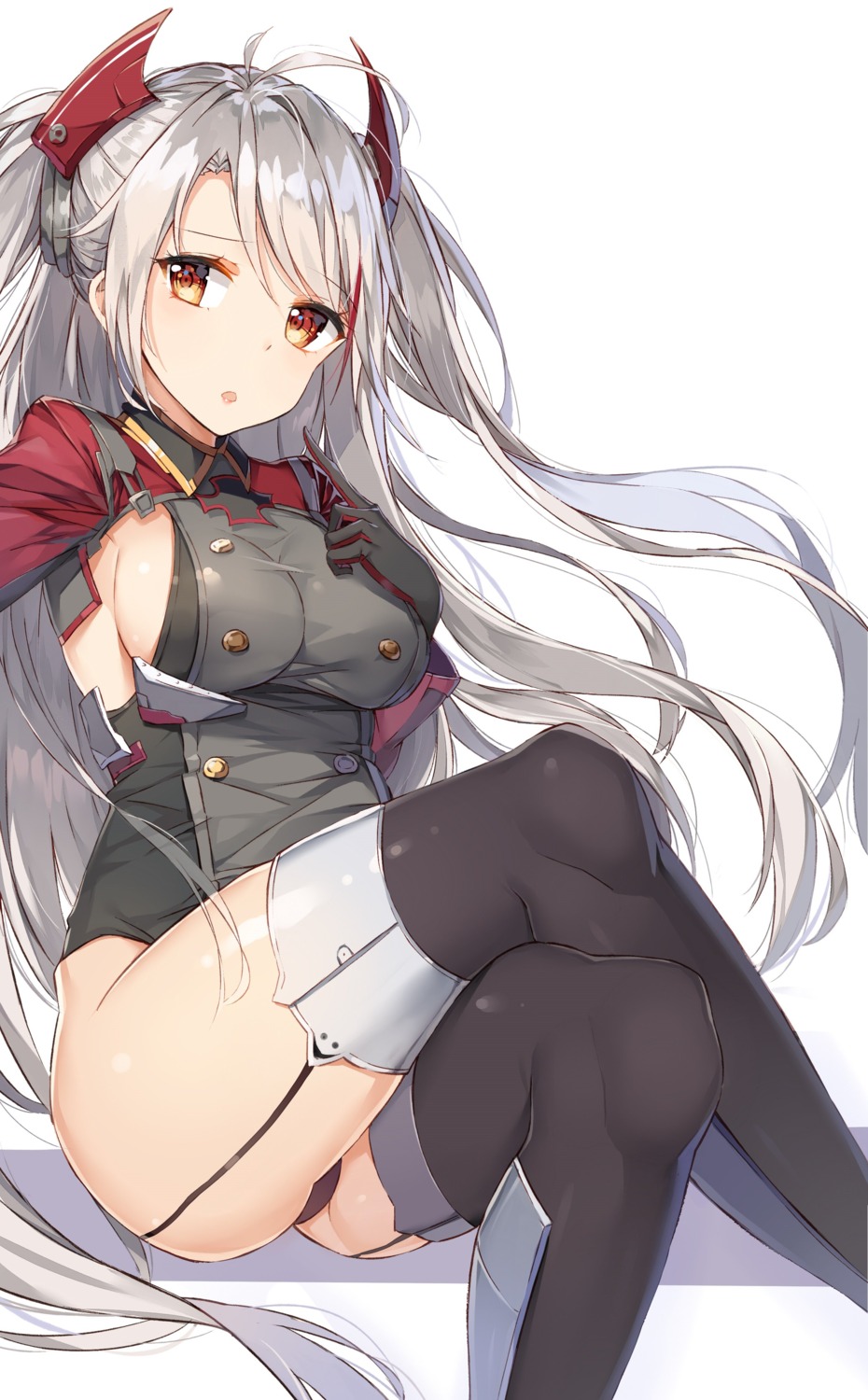 azur_lane, pantsu, prinz_eugen_(azur_lane), rikoma, stockings, thighhighs, uniform