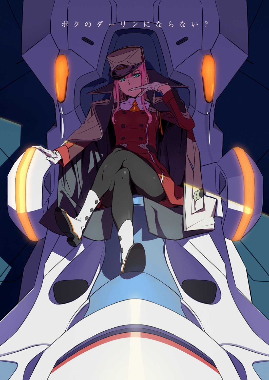 darling_in_the_franxx, heels, mecha, pantyhose, tanaka_masayoshi, uniform, zero_two_(darling_in_the_franxx)