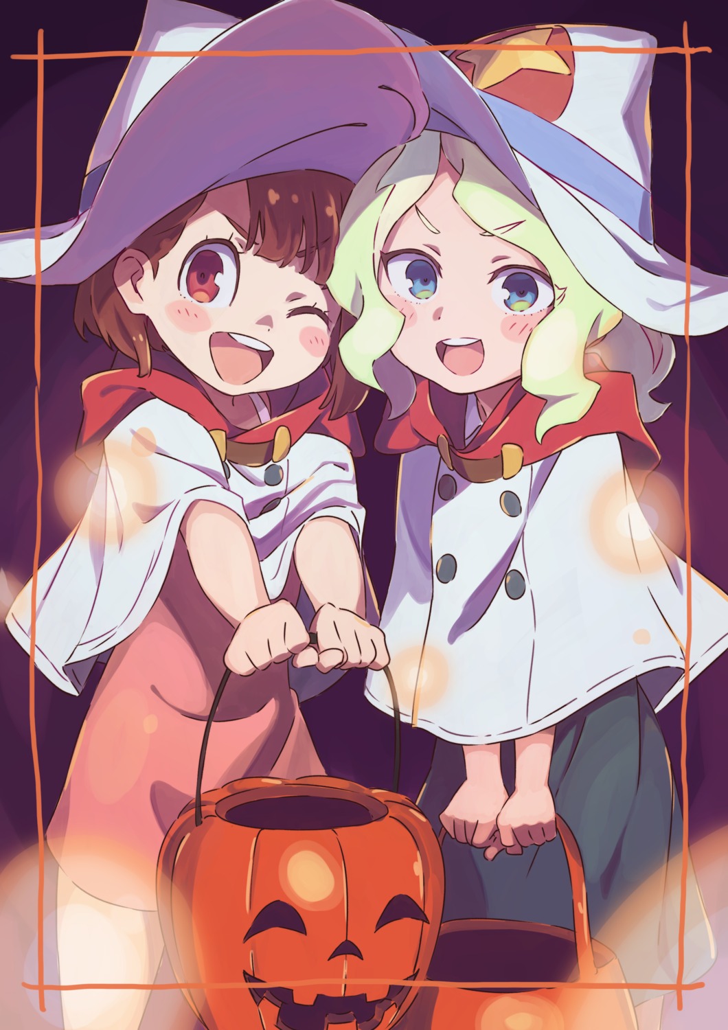 atsuko_kagari, diana_cavendish, dress, halloween, little_witch_academia, tama_(sin05g), witch