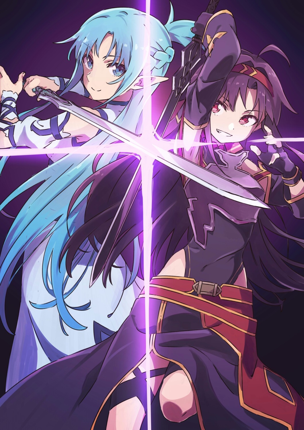 alfheim_online, armor, asuna_(sword_art_online), konno_yuuki, pointy_ears, sword, sword_art_online, tama_(sin05g)