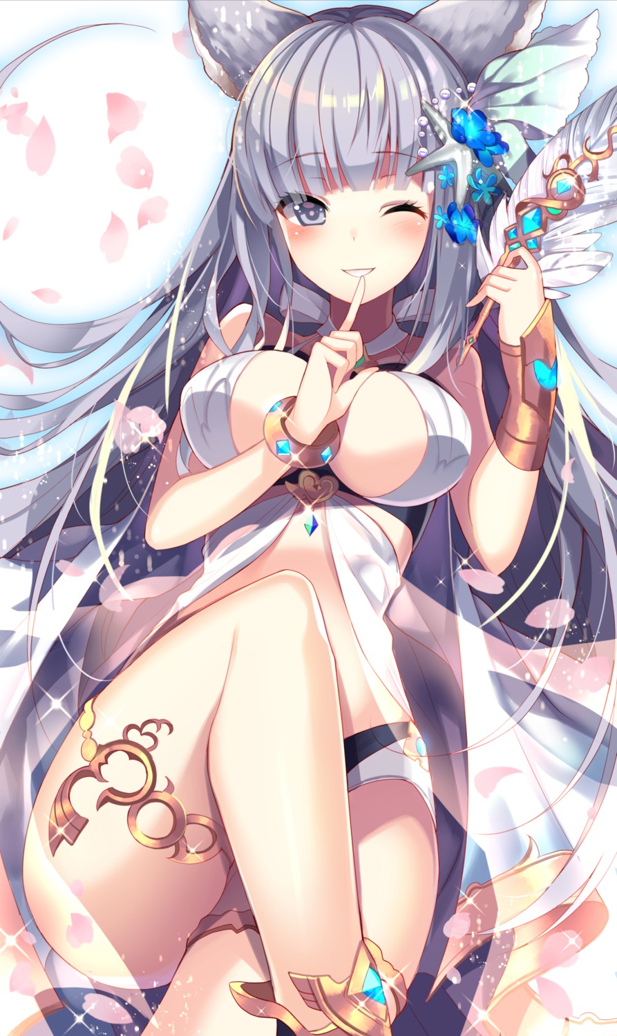 animal_ears, cleavage, garter, granblue_fantasy, homadelic, korwa