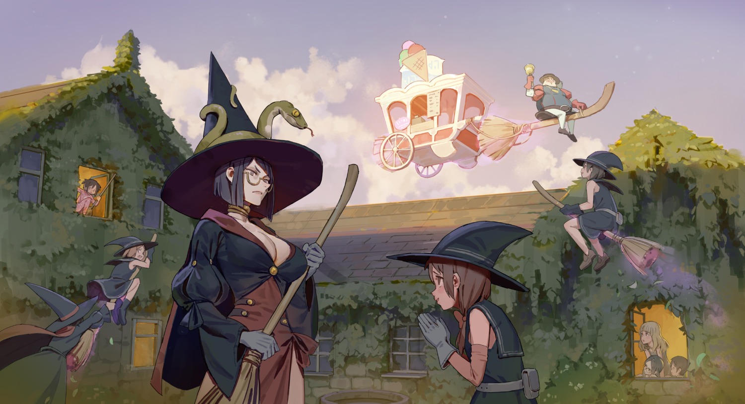 cleavage, dress, hks_(timbougami), megane, witch
