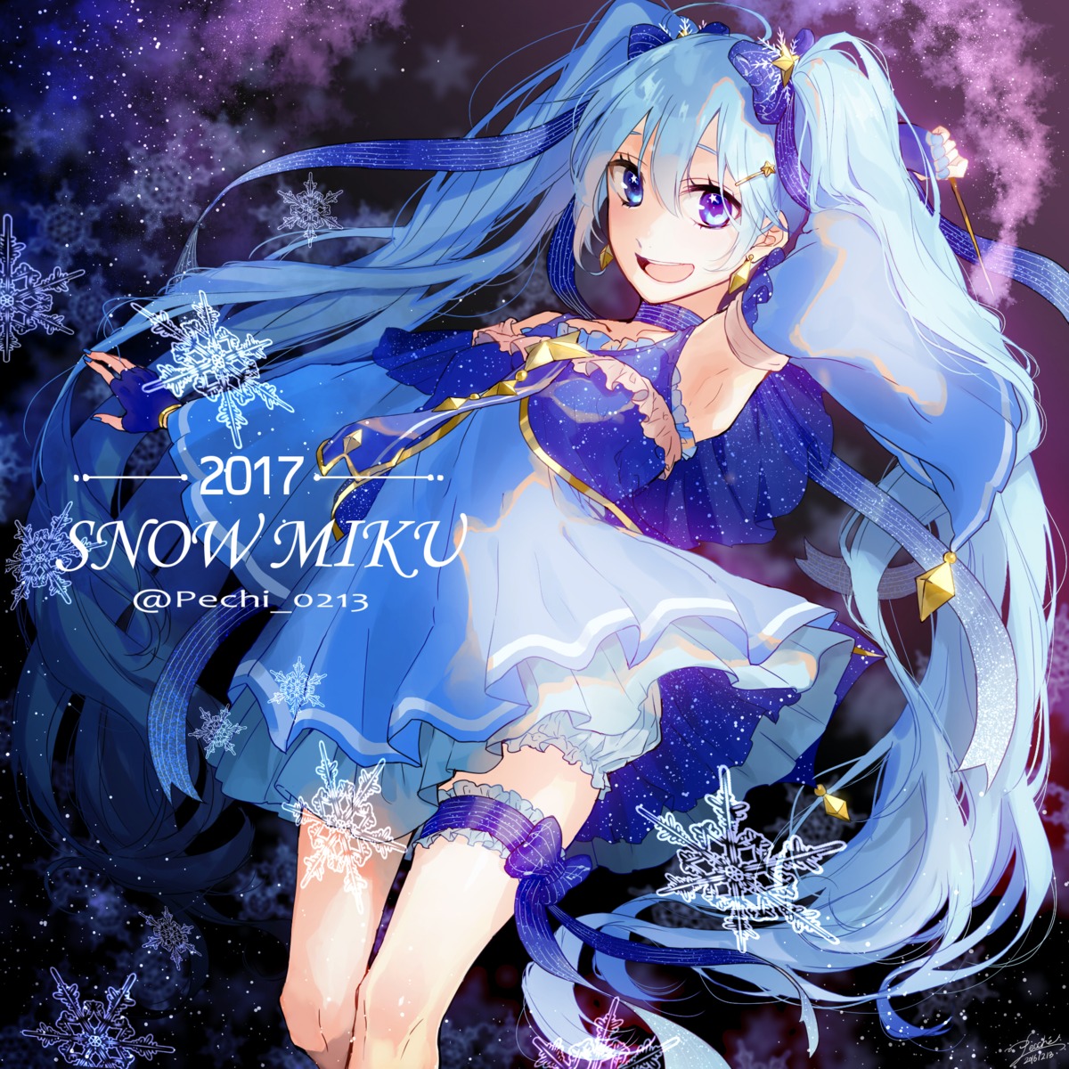 dress, garter, hatsune_miku, pecchii, vocaloid, yuki_miku
