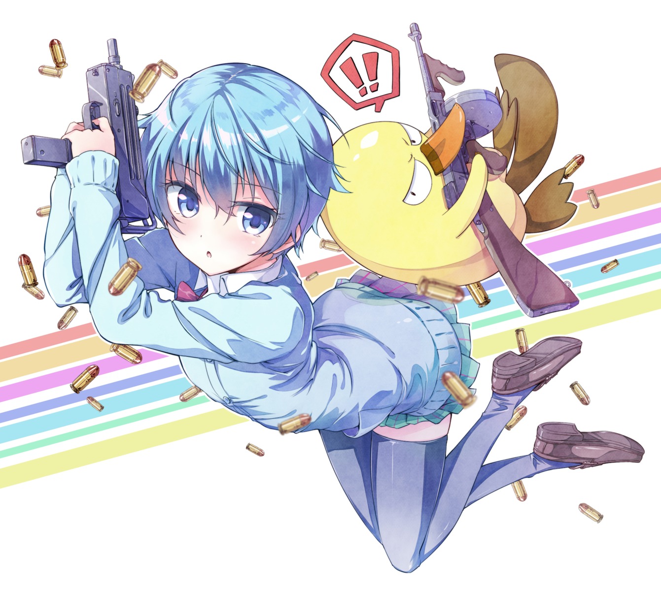 goutokuji_kayo, gun, nijihashi_sora, sabagebu!, thighhighs