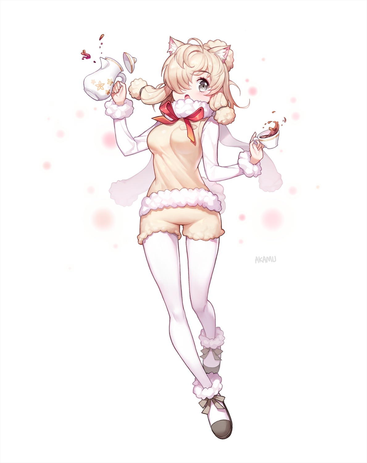 akamu, alpaca_suri, animal_ears, kemono_friends, pantyhose, tail