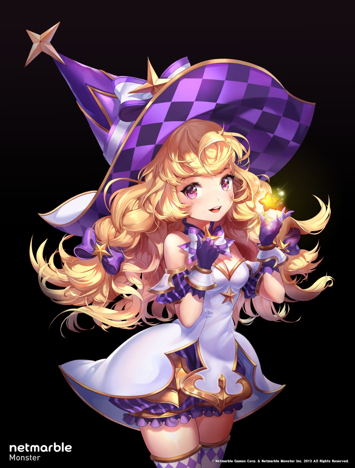 cleavage, dress, netmarble_games, sindy, thighhighs, witch